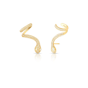 Brinco ear cuff snake cravejado dourado