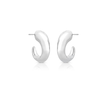 Brinco argola vírgula bold orgânica ródio branco
