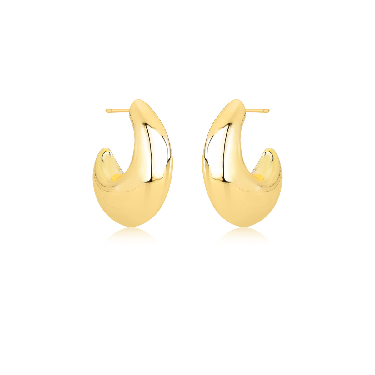 Brinco argola vírgula bold com banho de ouro18k