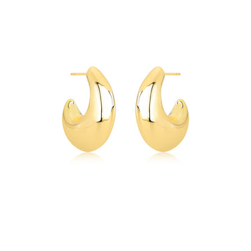Brinco argola vírgula bold com banho de ouro18k
