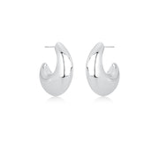 Brinco argola vírgula bold com banho de ródio branco