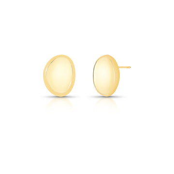 Brinco oval liso com banho de ouro 18k