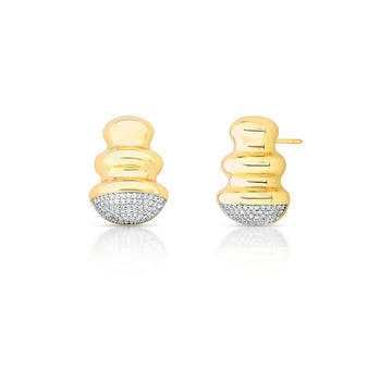 Brinco abstract Luxo com detalhe cravejado e banho de ouro 18k