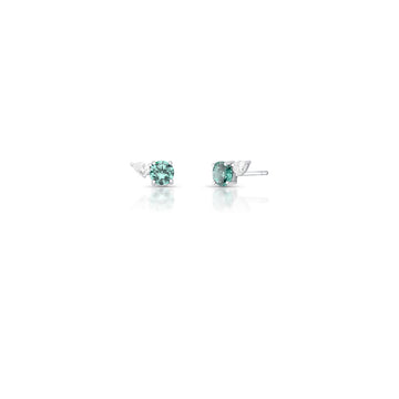 Brinco prata 925 oval turmalina e gota cristal