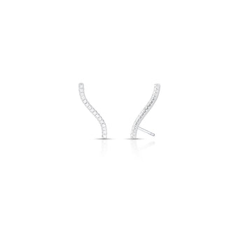 Brinco prata 925 ear cuff ondulado cravejado