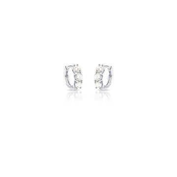 Brinco MOISSANITE argola joia em prata 925 3 pedras de 4mm 0.3 quilates e banho de ródio