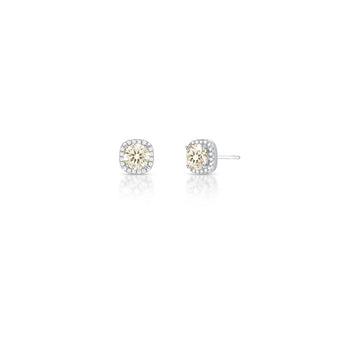 Brinco MOISSANITE quadrado cravejado 6,5mm em prata 925