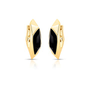 Brinco argola gota zircônia negra com banho de ouro 18k