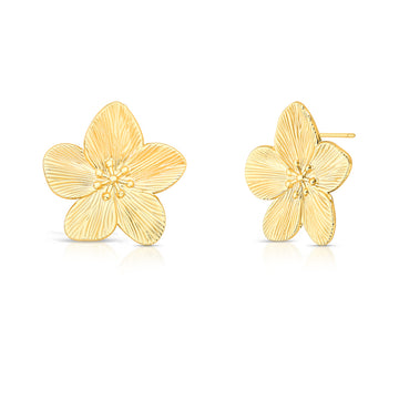 Brinco flor frisada com banho de ouro 18k