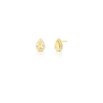 Brinco gota citrino entorno cravejado com banho de ouro 18k