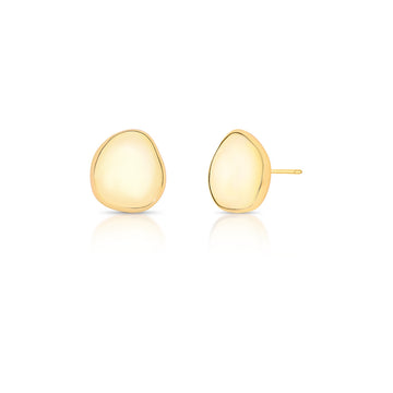 Brinco oval liso orgânico com banho de ouro 18k
