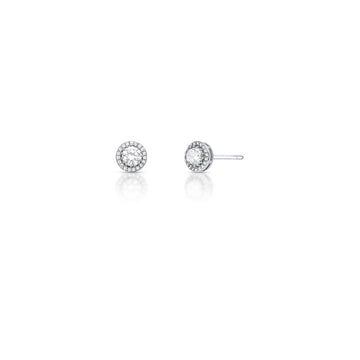 Brinco oval cristal entorno cravejado com banho de ródio branco
