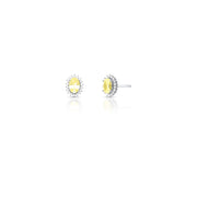 Brinco prata 925 oval citrino entorno cravejado