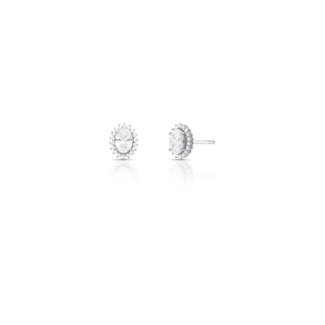 Brinco prata 925 oval cristal entorno cravejado