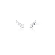 Brinco prata 925 ear cuff 3 zircônias cristal