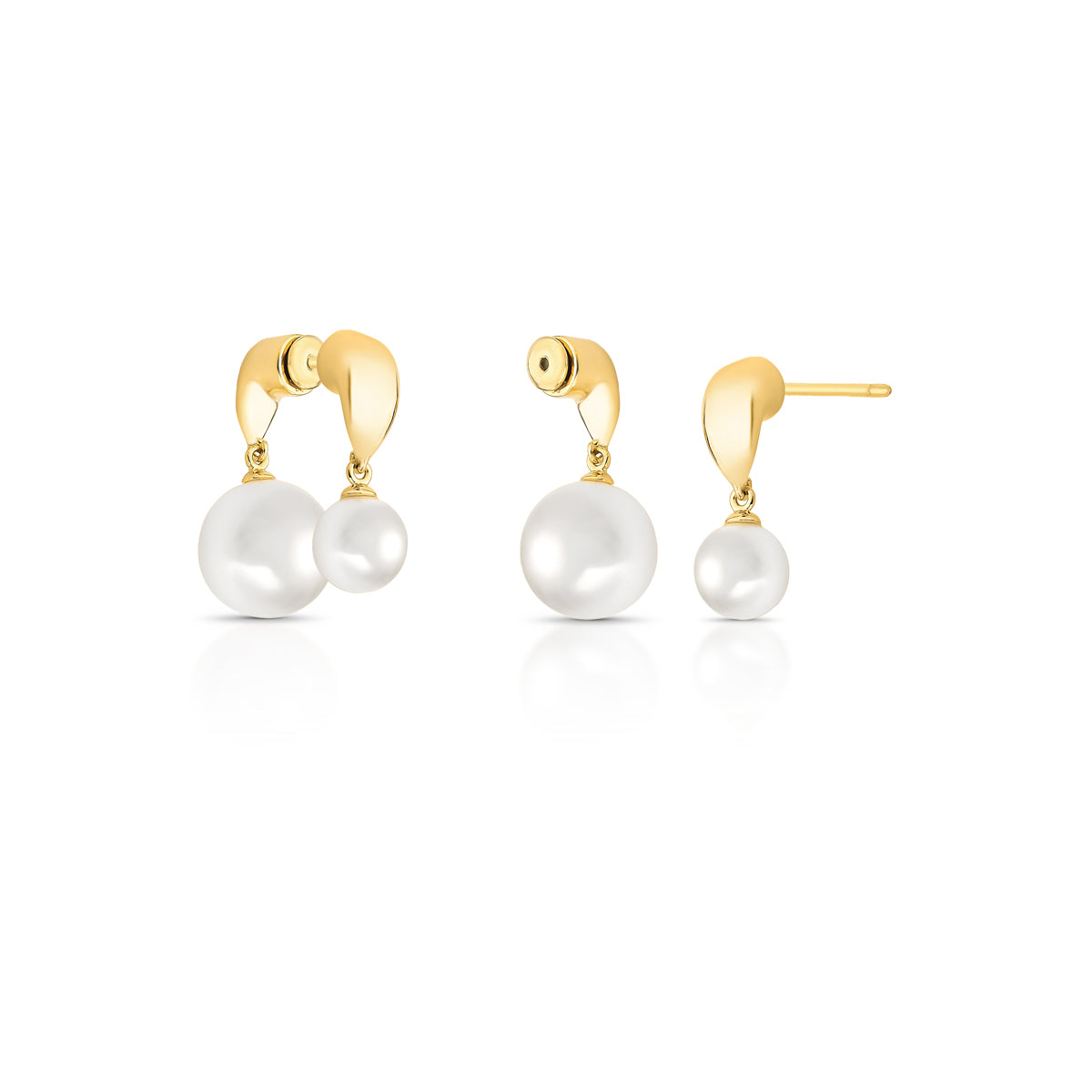 Brinco ear jacket pérolas com banho de ouro 18k