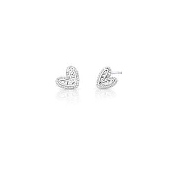 Brinco coração em prata 925 cravejado com zircônia cristal e banho de ródio branco