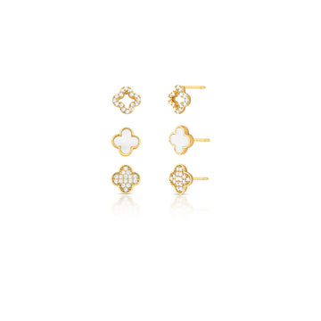 Brinco trio trevo com banho de ouro 18k