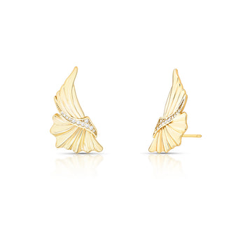 Brinco ear cuff asa com linha cravejada com banho de ouro 18k