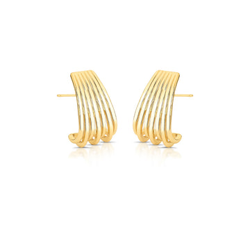 Brinco linhas lisas com banho de ouro 18k