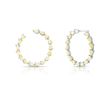 Brinco C gotas citrino com banho de ródio branco