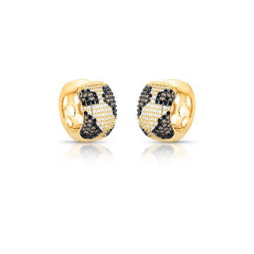 Brinco argola larga cravejada estilo animal print com banho de ouro 18k