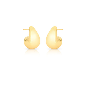 Brinco argola gota abaloada lisa com banho de ouro 18k