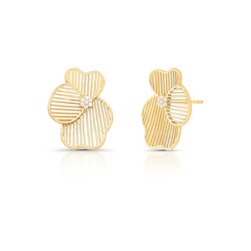 Brinco flor vazada com ponto de luz e banho de ouro 18k