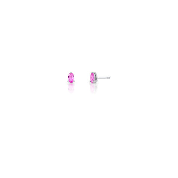 Brinco prata 925 oval PP turmalina rosa com banho de ródio branco