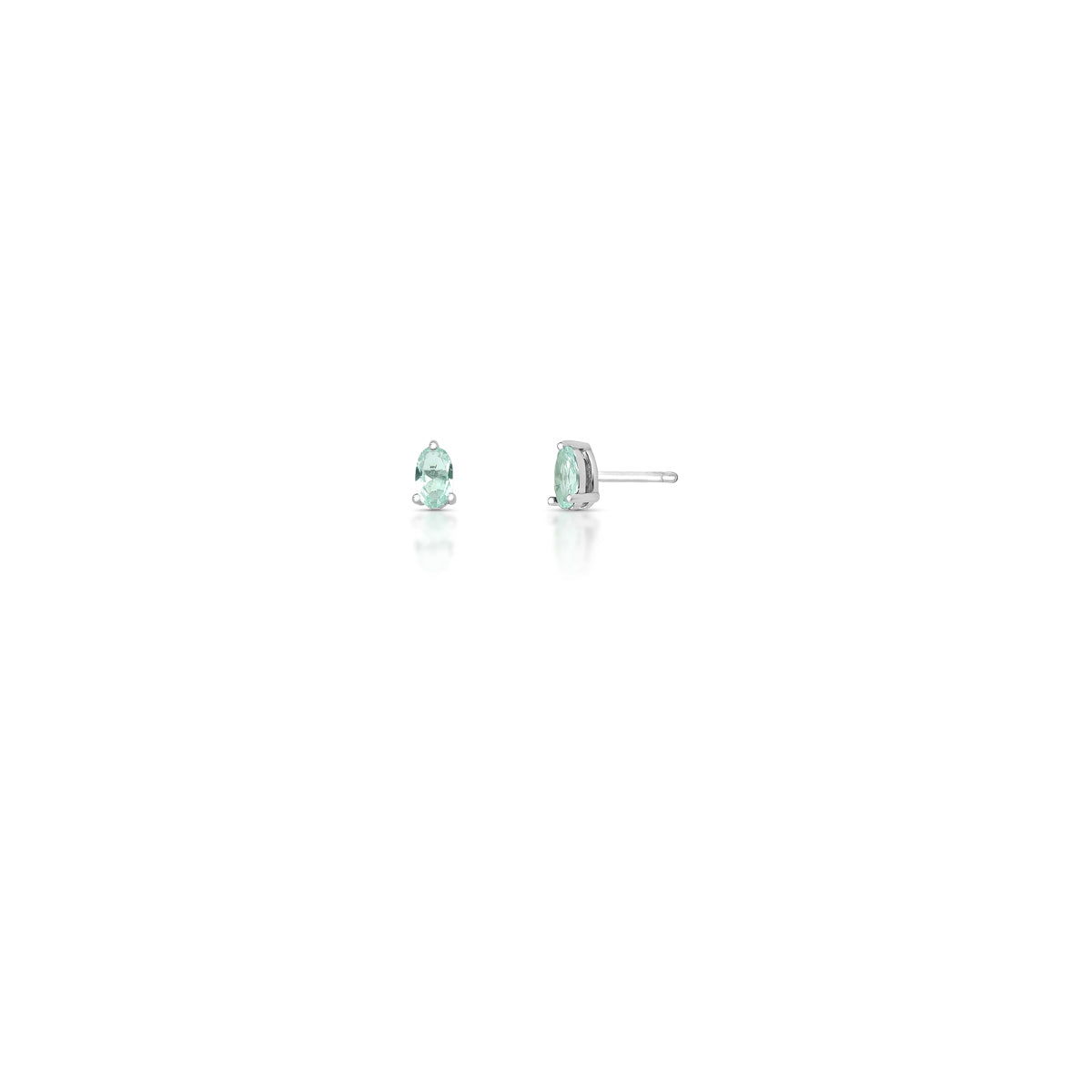 Brinco prata 925 oval PP turmalina clara com banho de ródio branco