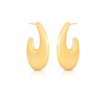 Brinco argola vírgula slim com acabamento fosco e banho de ouro 18k