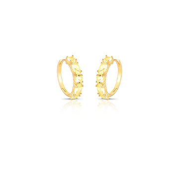 Brinco argola zircônia oval citrino com banho de ouro 18k