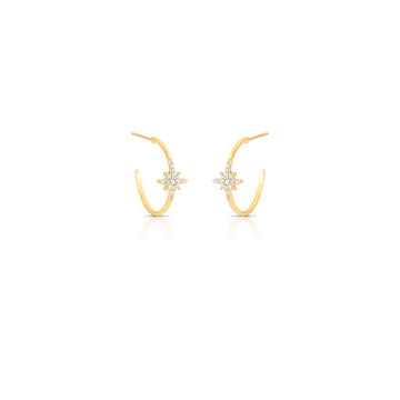 Brinco argola slim com estrela cravejada com banho de ouro 18k