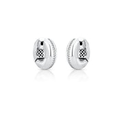 Brinco argola abaloada linha cravejada com banho de ródio branco