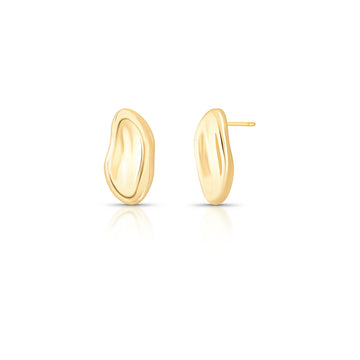 Brinco orgânico alongado com banho de ouro 18k