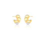 Brinco argola esferas lisas com detalhe cravejado e banho de ouro 18k
