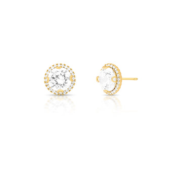 Brinco maxi oval cristal entorno cravejado com banho de ouro 18k