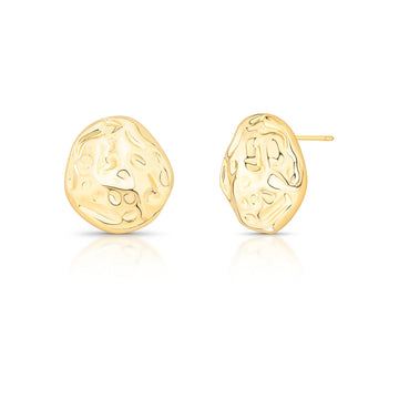 Brinco botão orgânico com banho de ouro 18k