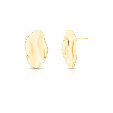 Brinco oval alongado orgânico com banho de ouro 18k