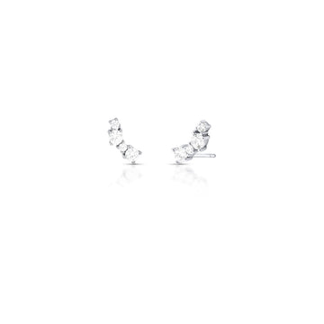Brinco ear cuff em prata 925 com zircônias cristais e banho de ródio branco