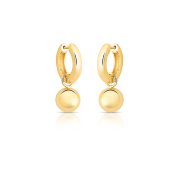 Brinco argola com pingente esfera com banho de ouro 18k