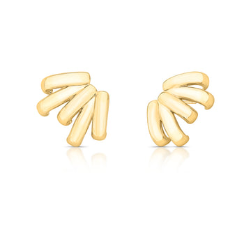 Brinco envolvente linhas lisas largas com banho de ouro 18k