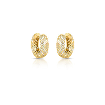 Brinco argola cravejada luxo com banho de ouro 18k