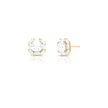 Brinco quadrado com zircônia cristal luxo e banho de ouro 18k