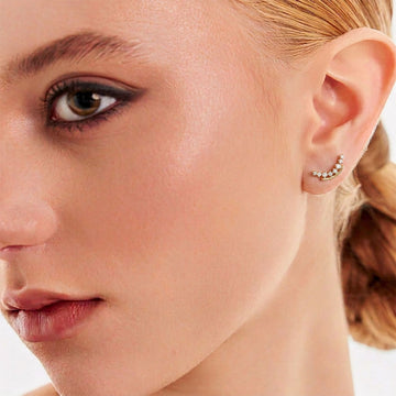 Brinco mini ear cuff cristal com banho de ouro 18k