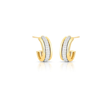 Brinco argola larga lisa cravejada na parte central com banho de ouro 18k