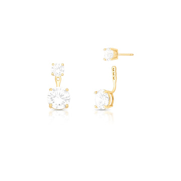 Brinco Virgínia com zircônia cristal e banho de ouro 18k