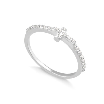 Anel prata 925 crucifixo cravejado
