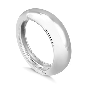 Pulseira maxi bracelete abaloado liso com banho de ródio branco