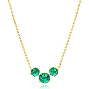 Colar 3 gemas turmalina com banho de ouro 18k